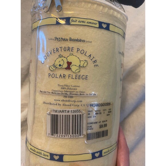 Piccolo Bambino Blanket Light Yellow Mini Security 2 Piece Ensemble Bear Plush - Picture 5 of 9